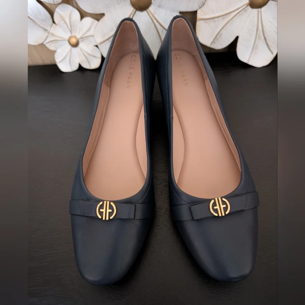 Cole Haan Blue Wedges with Gold Accent - Picture 1 of 4